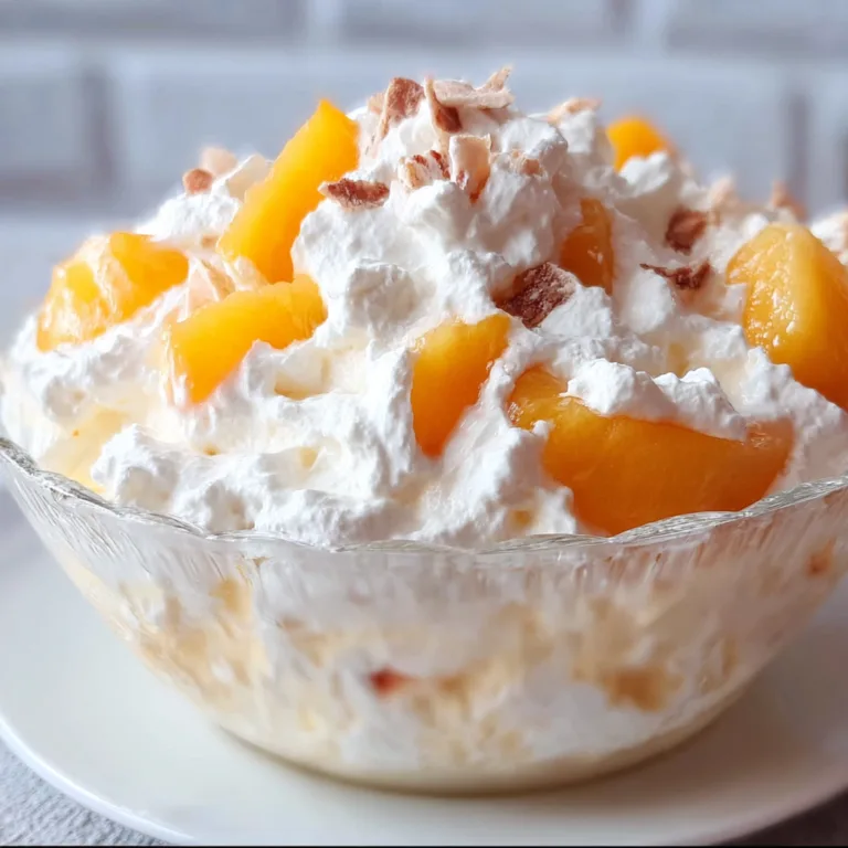 Light &amp; Airy Peach Fluff Dessert Recipe - Easy, Creamy &amp; Delicious