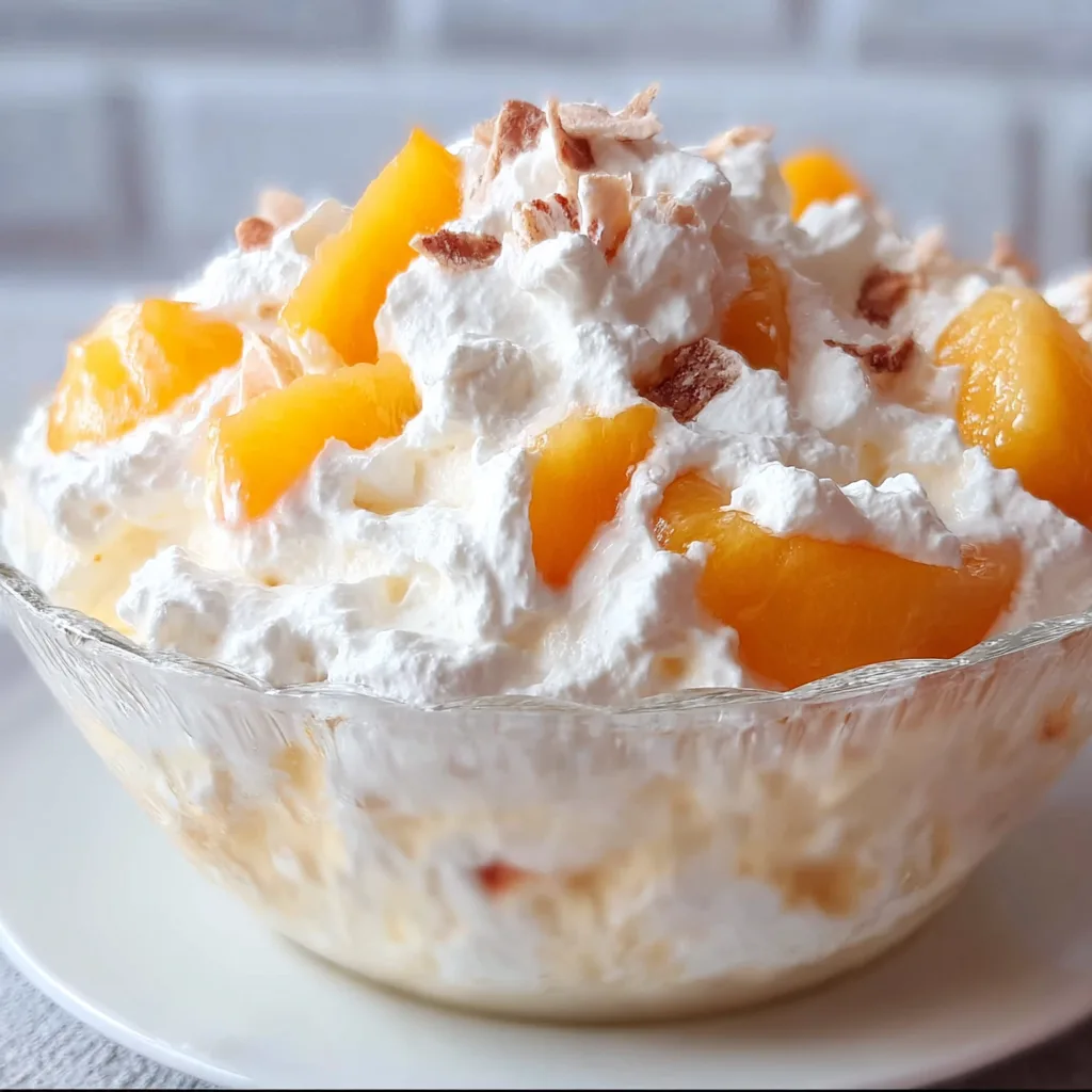 Light &amp; Airy Peach Fluff Dessert Recipe - Easy, Creamy &amp; Delicious