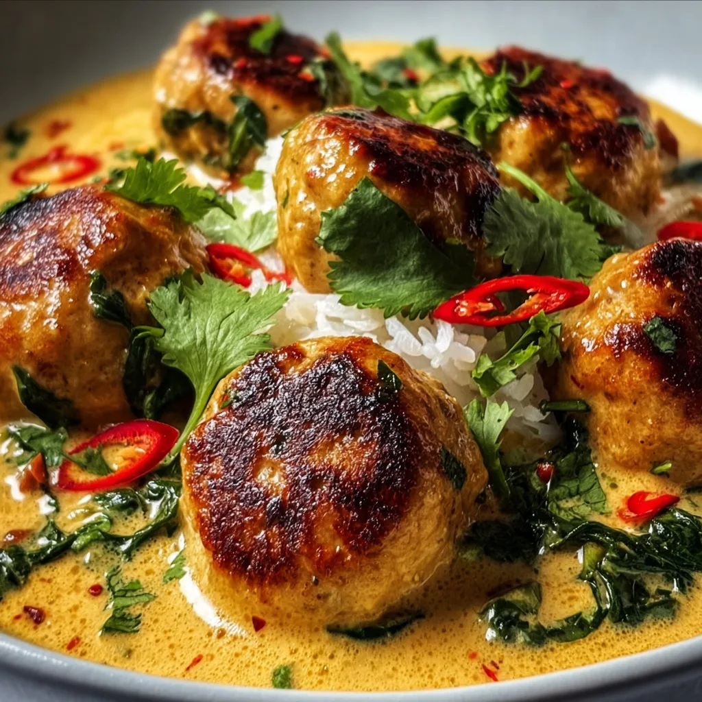 Thai Chicken Meatballs in Coconut Curry | Easy Authentic Recipe