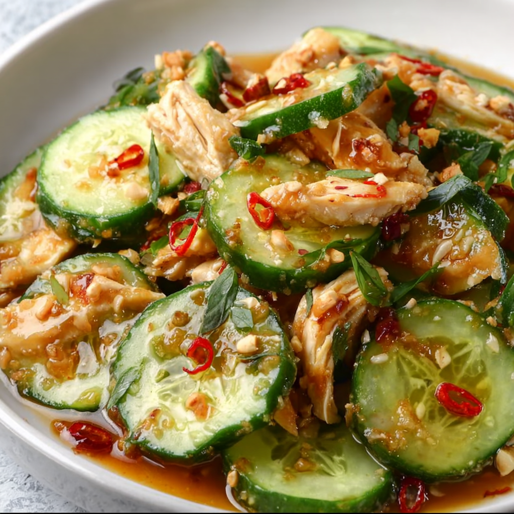 Refreshing Thai Cucumber Salad with Chicken Recipe | Healthy &amp; Easy Meal