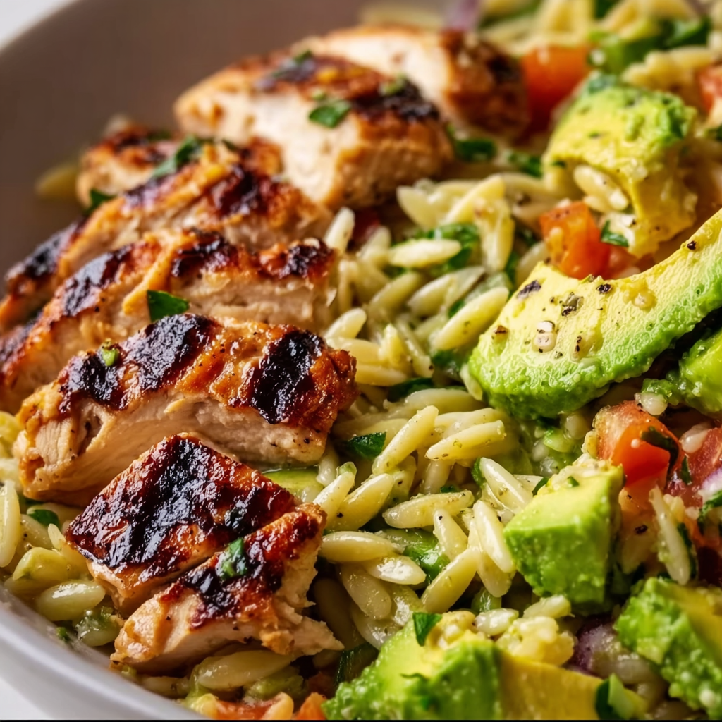 Grilled Chicken Orzo Salad with Avocado – Healthy &amp; Delicious Recipe