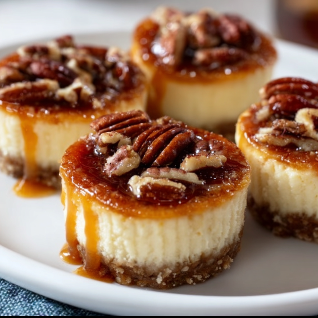 Mini Caramel Pecan Crème Brûlée Cheesecakes Recipe – Delicious Bite-Sized Dessert