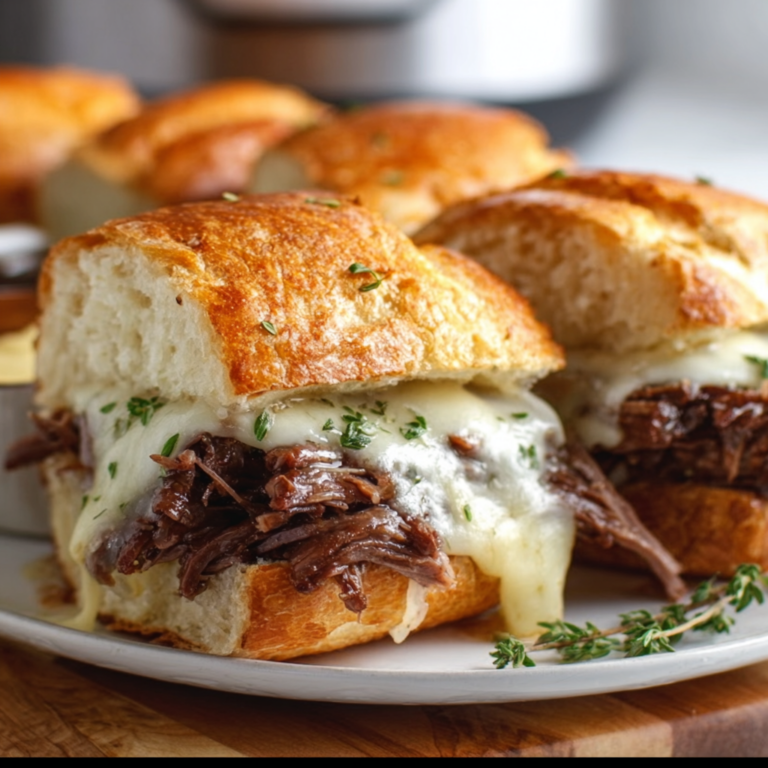 Slow Cooker French Dip Sandwiches with Melted Provolone | Easy &amp; Delicious Recipe