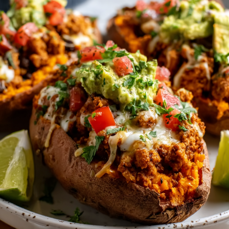 Delicious Turkey Taco Stuffed Sweet Potatoes | Easy Healthy Recipe