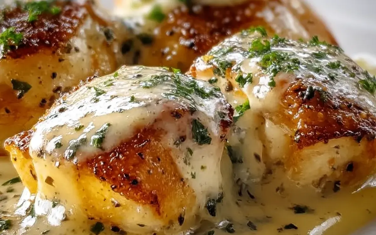 Chicken Pillows with Garlic Parmesan Sauce