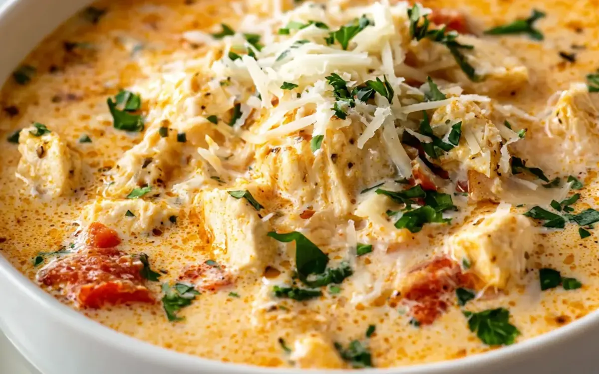 Crock Pot Creamy Chicken Parmesan Soup
