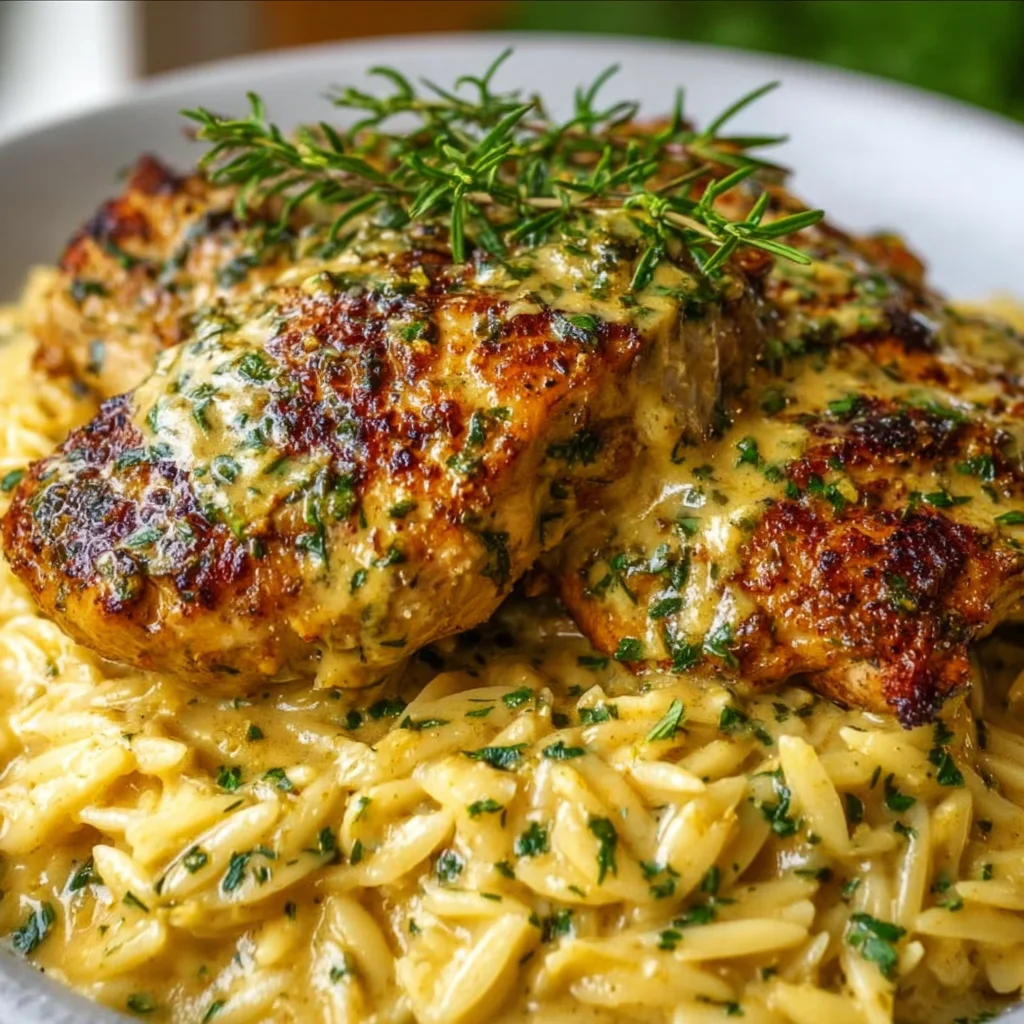 Crockpot Mustard Herb Chicken And Creamy Orzo